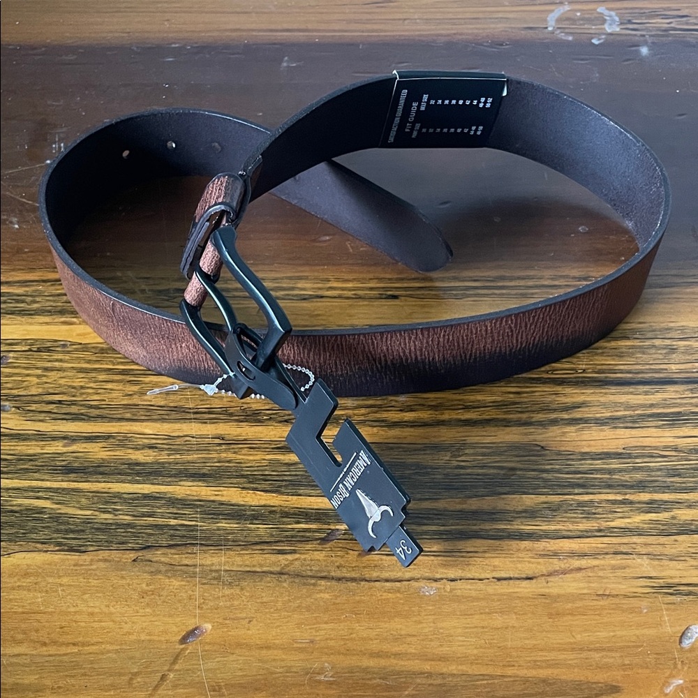 🎉NEW! Men's Brown Leather Belt with Black Buckle